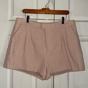 NWT Ladaire Alexa Tweed Pleated Shorts In Cameo Pink